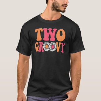 Retro Groovy 2e Matching Family 1e verjaardag T-shirt