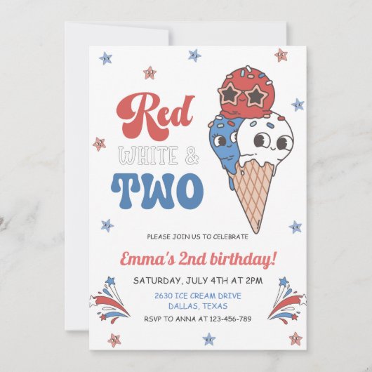 Retro Groovy 4 juli Kind 2e verjaardagsfeestje Kaart (Voorkant)