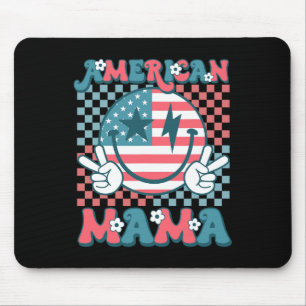 Retro Groovy 4th of July Glimlach voor Mama Amer Muismat