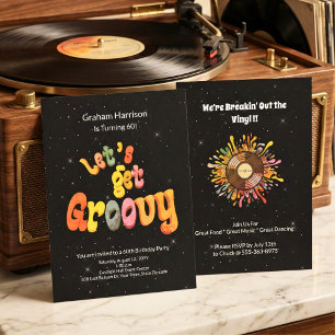 Retro Groovy 60e verjaardagsuitnodiging Kaart