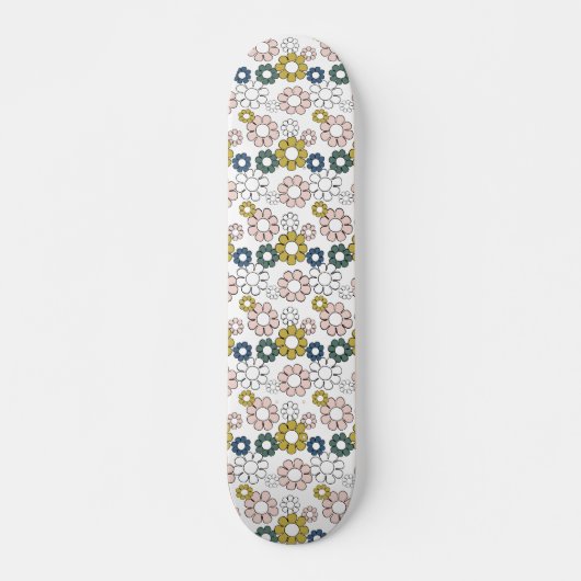 Retro Groovy 60s 70s Floral Skateboard (Voorkant)