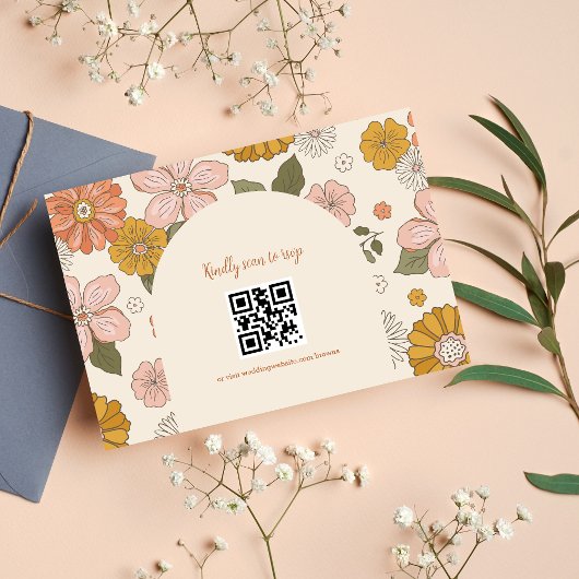 Retro Groovy 70-er jaren thema gedempte kleuren tr RSVP Kaartje