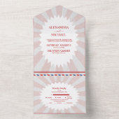 Retro Groovy 70'er jaren thema gedempte kleuren br All In One Uitnodiging (Binnen)