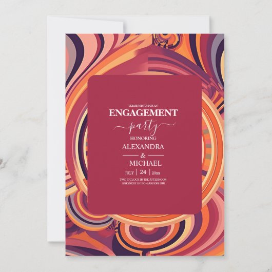 Retro Groovy 70s abstract patroonpatroon verloving Kaart (Voorkant)