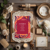 Retro Groovy 70s abstract patroonpatroon verloving Kaart