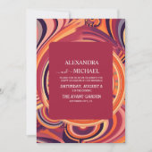 Retro Groovy 70s abstracte patroonbruiloft Kaart (Voorkant)