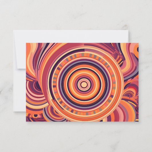 Retro Groovy 70s abstracte patroonbruiloft RSVP Kaartje (Achterkant)