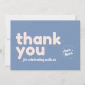 RETRO GROOVY 70S BLAUW GEDEMPTE TONEN BEDANKKAART (Voorkant)