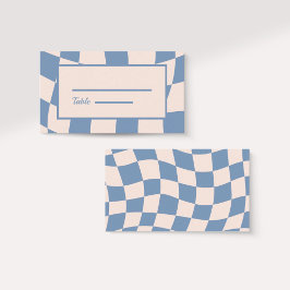 RETRO GROOVY 70S BLAUW GEDEMPTE TONEN PLAATSKAARTJE