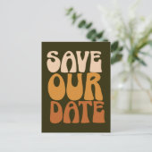 Retro Groovy 70s Brown redt het Briefkaart op datu (Staand voorkant)