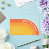 Retro Groovy 70s bruiloft | Boho Sunset Transparan Acryl Uitnodigingen (Insitu (Huwelijk))