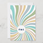 Retro Groovy 70s bruiloft uitnodiging (Achterkant)