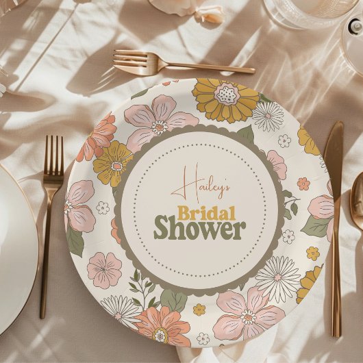 Retro Groovy 70's Bruiloftsthema Ronde Sticker