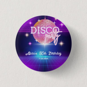Retro Groovy 70s Disco Ball Verjaardagsfeest Ronde Button 3,2 Cm
