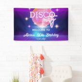 Retro Groovy 70s Disco Ball Verjaardagsfeest Spandoek (Insitu)