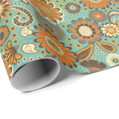 Retro Groovy 70s Flower Power Cadeaupapier (Rol Hoek)