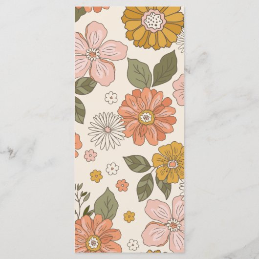 Retro Groovy 70's Geachte Bridal Menu (Achterkant)