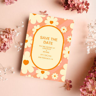 Retro Groovy 70's Gedekte gedempte Tonen Wedding S Save The Date