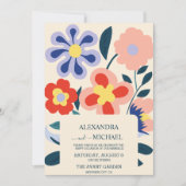 Retro Groovy 70's Gemuteerde tenteenbruiloft Kaart (Voorkant)