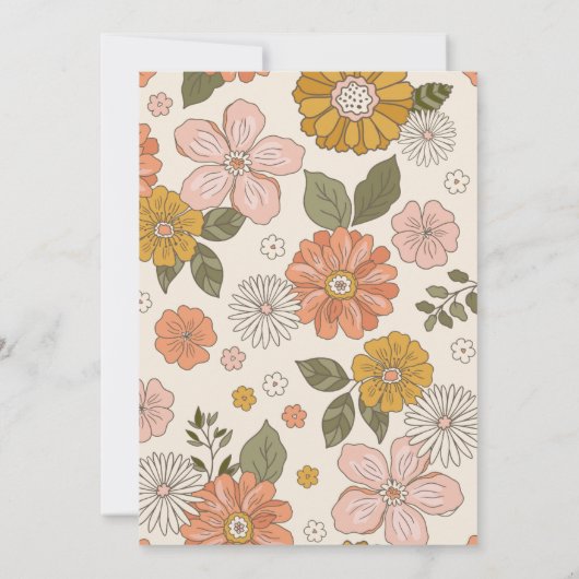 Retro Groovy 70's Gemuteerde tenteenbruiloft Save The Date (Achterkant)