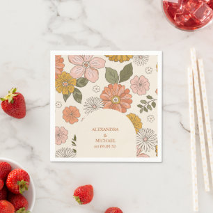 Retro Groovy 70's Gemuteerde tenteenbruiloft Servet