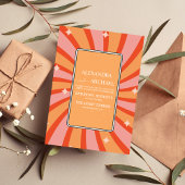 Retro Groovy 70's Gemuteerde Tones Wedding Invit Kaart