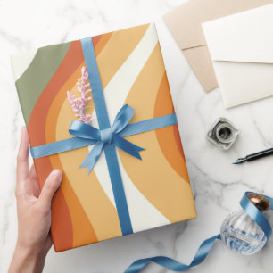 Retro Groovy 70s golvende strepen Cadeaupapier