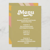 Retro Groovy 70s Groen Roze Bruiloft Menu (Voorkant / Achterkant)