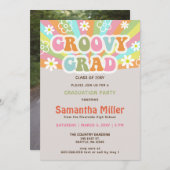 Retro Groovy 70s Hippie Cute Photo Afstuderen Kaart (Voorkant / Achterkant)