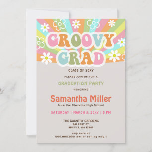 Retro Groovy 70s Hippie Cute Photo Afstuderen Kaart