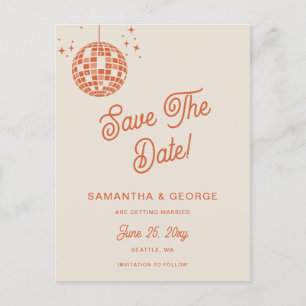 Retro Groovy 70s Ivoor Sinaasappel Disco Save The Aankondigingskaart