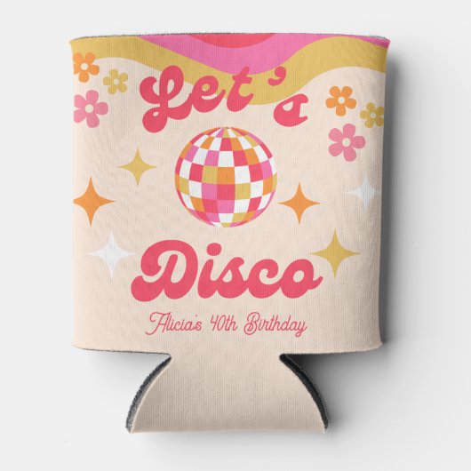 Retro Groovy 70s Laten we Disco Any Age Verjaardag Blikjeskoeler (Voorkant)