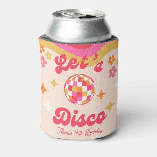 Retro Groovy 70s Laten we Disco Any Age Verjaardag Blikjeskoeler (Blikje Achterkant)
