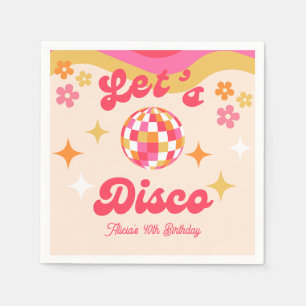 Retro Groovy 70s Laten we Disco Any Age Verjaardag Servet
