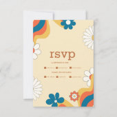 Retro Groovy 70's met een gedempte toon weddenscha RSVP Kaartje (Voorkant)