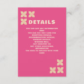 Retro Groovy 70s Roze Beige Bruiloft Informatiekaartje (Voorkant)