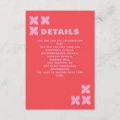 Retro Groovy 70s Roze Rood Bruiloft Informatiekaartje (Voorkant)