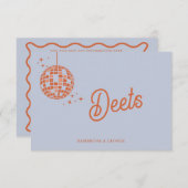 Retro Groovy 70s Schattige Blauw Sinaasappel Disco Informatiekaartje (Voorkant / Achterkant)