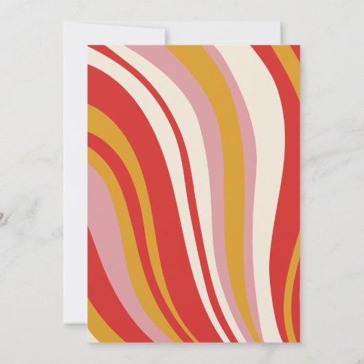 Retro Groovy 70s Schattige Ivoor Rood Roze Bruilof Kaart