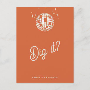 Retro Groovy 70s Schattige Ivoor Sinaasappel Disco Briefkaart