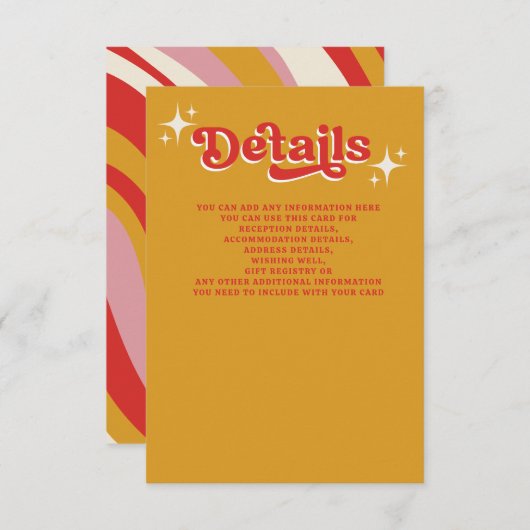 Retro Groovy 70s Schattige Ivoor Sinaasappel Rood Informatiekaartje (Voorkant / Achterkant)