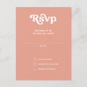 Retro Groovy 70s Schattige Roze Blush QR RSVP Briefkaart (Voorkant)