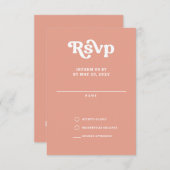 Retro Groovy 70s Schattige Roze Blush RSVP Kaartje (Voorkant / Achterkant)