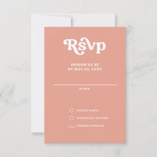 Retro Groovy 70s Schattige Roze Blush RSVP Kaartje