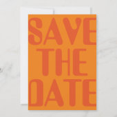 Retro Groovy 70s Sinaasappel Bold Wedding Save The Date (Achterkant)