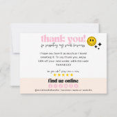 Retro Groovy 70's Small Business Bestelling bewerk Bedankkaart (Achterkant)