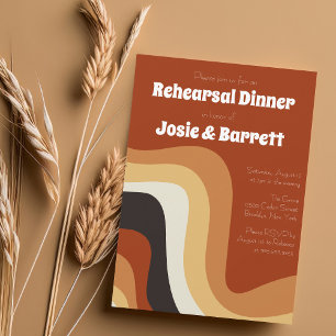 Retro Groovy 70s Wavy Abstract repetitief diner Kaart