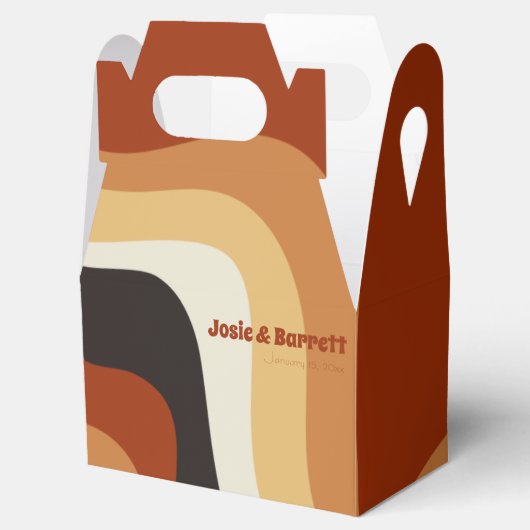 Retro Groovy 70's Wavy Oranje bruine bruine bruinb Bedankdoosjes (Geopend)