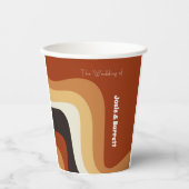 Retro Groovy 70's Wavy Oranje bruine bruine bruinb Papieren Bekers (Voorkant)