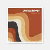 Retro Groovy 70's Wavy Oranje bruine bruine bruinb Servet (Voorkant)